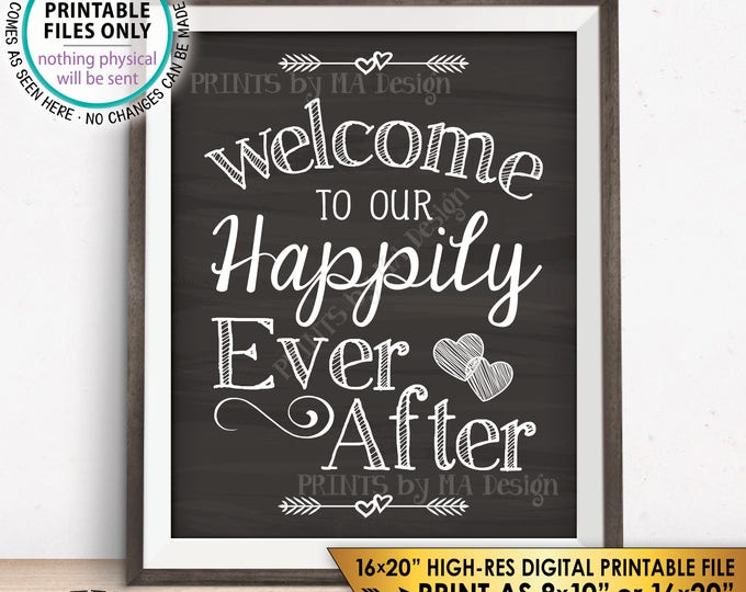 Welcome To Our Happily Ever After Wedding Welcome, Wedding Reception, Chalkboard Style PRINTABLE 8x10/16x20” Instant Download Wedding Sign