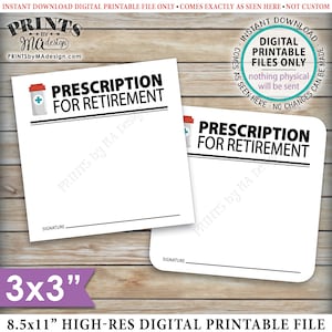 Veuillez laisser votre ordonnance pour les cartes de retraite, conseils pour les retraités pour raisons médicales, feuille de cartes de 8,5 x 11 po. IMPRIMABLE de 3 po. <ID>