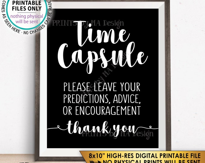 Time Capsule, Wedding Guest Book Alternative, Baby Shower Time Capsule Sign, Bridal Shower, Predictions, Wishes, 8x10” Printable Sign <ID>
