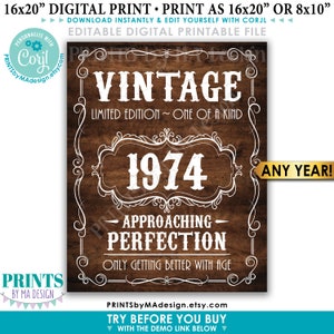 Vintage Birthday Sign, Getting Better with Age Whiskey Themed Editable Template, PRINTABLE Rustic Wood 16x20" <Edit Yourself w/Corjl>