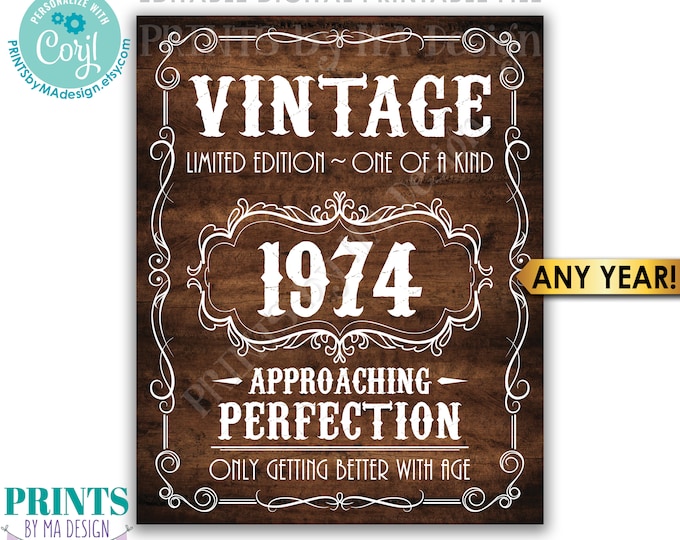 Vintage Birthday Sign, Getting Better with Age Whiskey Themed Editable Template, PRINTABLE Rustic Wood 16x20" <Edit Yourself w/Corjl>