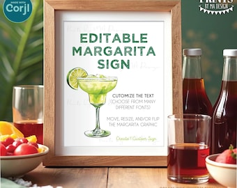 Editable Margarita Sign, DIY Frozen Rita, Signature Drink Station, Custom PRINTABLE 8x10/16x20” Sign <Edit Yourself with Corjl>