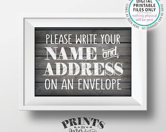 Address an Envelope Sign, Wedding Bridal Shower, Gaduation Party, Birthday Retirement, Rustic Wood Style PRINTABLE 5x7” Addressee Sign <ID>