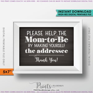 Baby Shower Address Envelope Sign, Help the Mom-to-Be Address an envelope Shower Decoration 5x7&quot; Chalkboard Style Instant Download Printable