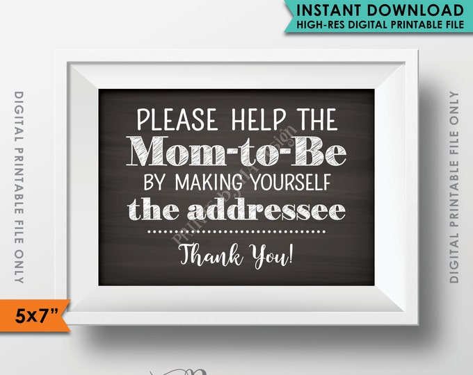Baby Shower Address Envelope Sign, Help the Mom-to-Be Address an envelope Shower Decoration 5x7" Chalkboard Style Instant Download Printable