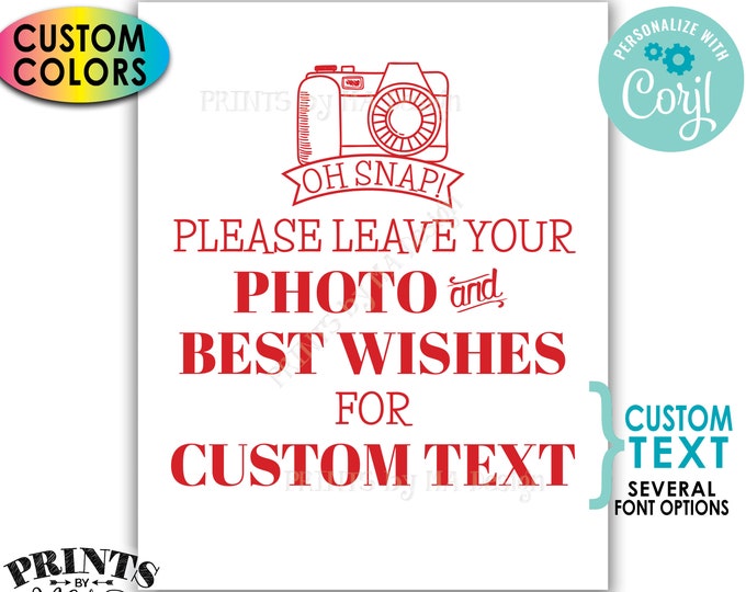 Please Leave Your Photo & Best Wishes Sign, Custom Text and Colors, PRINTABLE 8x10/16x20” Digital File <Edit Yourself with Corjl>