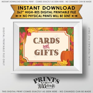 Signo de tarjetas y regalos, signo de tarjetas y regalos, jubilación de aniversario de cumpleaños de boda, tema de otoño, temática de otoño IMPRIMIBLE 5x7" Descarga instantánea
