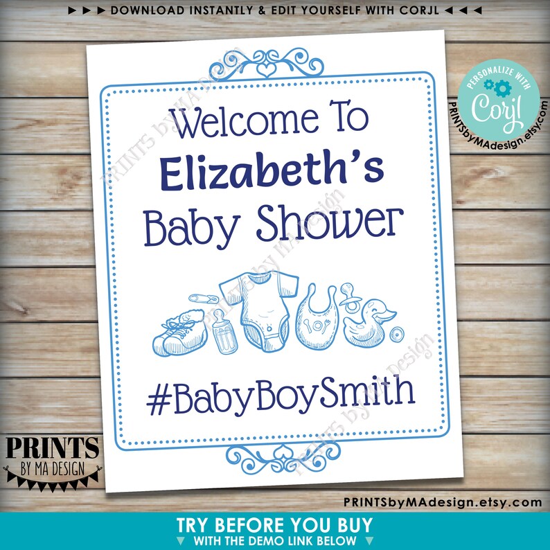 Editable Baby Shower Welcome Sign Custom PRINTABLE - Etsy
