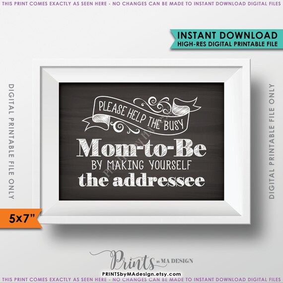 Baby Shower Address Envelope Sign, Help The Mom-To-Be Address An.