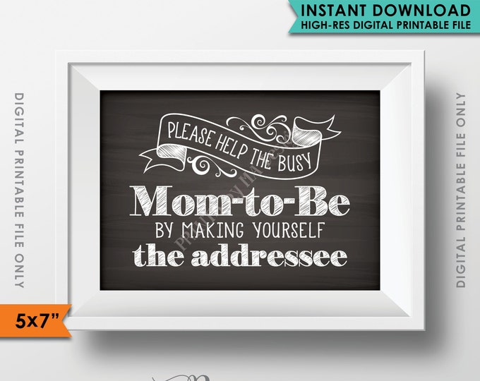 Baby Shower Address Envelope Sign, Help the Mom-to-Be Address an envelope Shower Decoration 5x7” Chalkboard Style Printable Instant Download