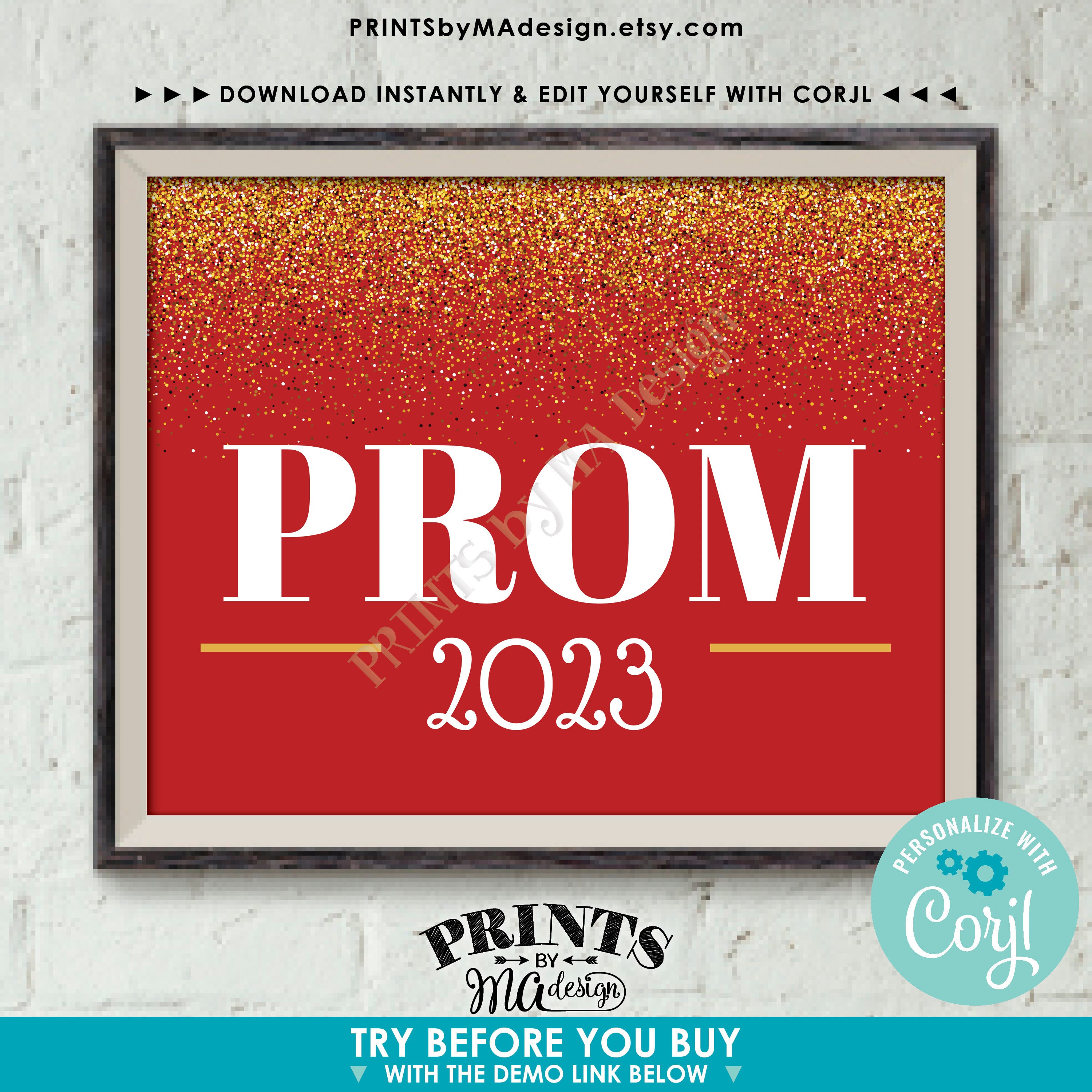 Prom Sign, High School Prom Decorations, Custom Year &amp; Background Color ...