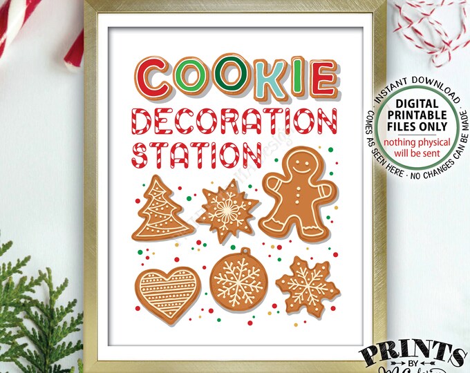 Cookie Decoration Station Sign, Decorate Christmas Cookies Sign, Cookie Baking Party, Holiday Treat Party, PRINTABLE 8x10” Cookie Sign <ID>