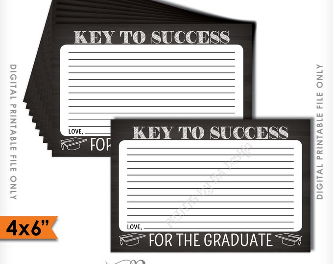 Please share your Key to Success with the Graduate Printable Chalkboard Card, Advice for Grad, 4x6" Instant Download Digital Printable File