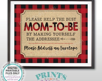 Address an Envelope Sign, Baby Shower Thank You Address Sign, Make Yourself the Addressee, PRINTABLE 8x10” Lumberjack Style Sign <ID>