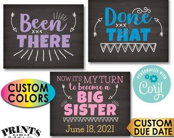 Pregnancy Announcement, Been There Done That It's My Turn to Become a Big Sister, PRINTABLE Baby #4 Reveal Signs <Edit Yourself with Corjl>