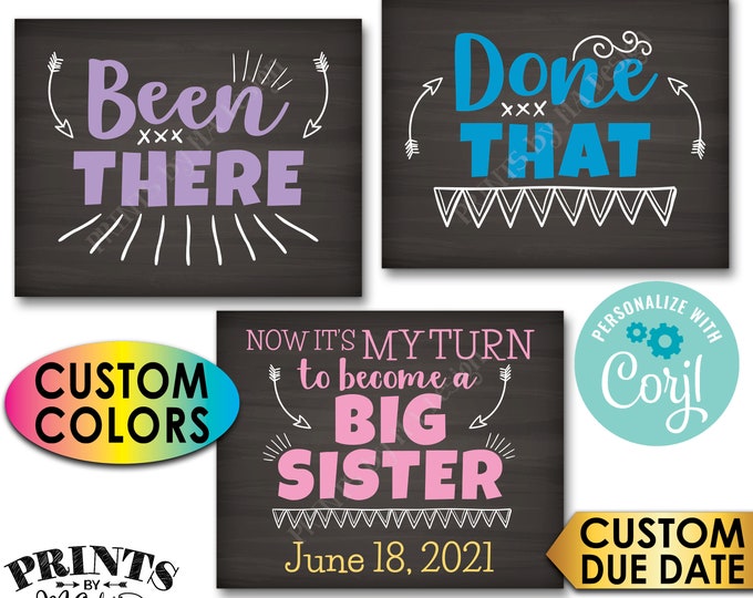 Pregnancy Announcement, Been There Done That It's My Turn to Become a Big Sister, PRINTABLE Baby #4 Reveal Signs <Edit Yourself with Corjl>