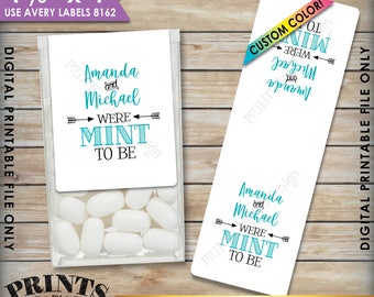 Mint to Be Tic Tac Labels, Wedding Favors, Bridal Shower, Engagement, Tic Tacs Mints, PRINTABLE 1-1/3x4" Stickers, Print As Many As You Need