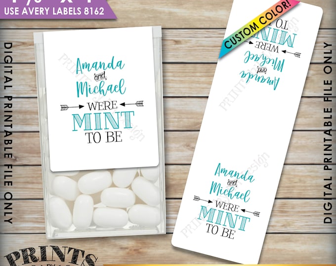 Mint to Be Tic Tac Labels, Wedding Favors, Bridal Shower, Engagement, Tic Tacs Mints, PRINTABLE 1-1/3x4" Stickers, Print As Many As You Need