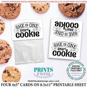 Ela é uma etiqueta de sacola de biscoitos inteligentes, lembrancinhas de formatura de menina, quatro cartões de 4 x 5 "em uma folha IMPRIMÍVEL de 8,5 x 11", arquivo digital <ID>