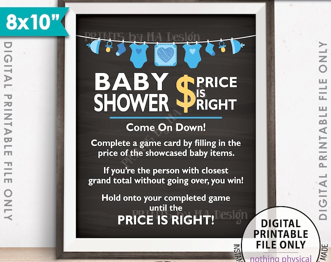 Price is Right Baby Shower Game Sign, Guess the Prices Activity, Price Game, Shower Decor, 8x10” Chalkboard Style Printable Instant Download