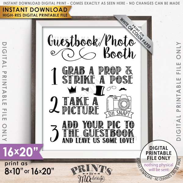 Guestbook Photobooth Sign Add photo to the Guest Book Photo Booth Wedding Sign, Leave Us Some Love, 8x10/16x20" Instant Download Printable