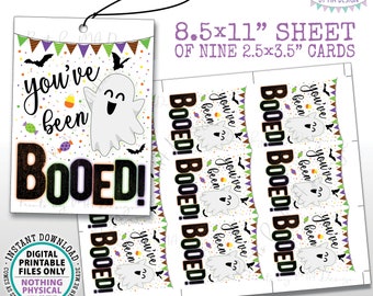You've Been Booed Halloween Cards, Instant Download Halloween Boo Game, Neighbors, Coworkers, 2.5x3.5" Cards on 8.5x11" PRINTABLE Sheet <ID>