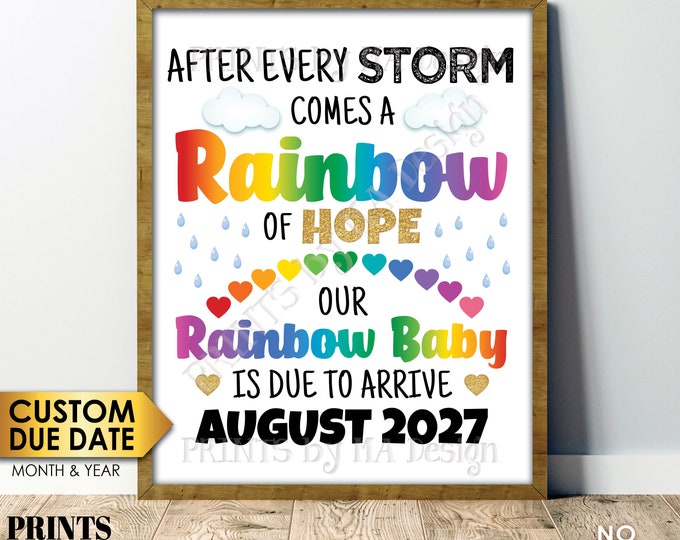 Rainbow Baby Pregnancy Announcement, Pregnancy After Loss, Hope after Storm, PRINTABLE 8x10/16x20” Baby Reveal Sign