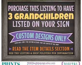 Add-on for Grandchildren Sign, THREE Grandchildren, Must be purchased in addition to a custom Grandchildren sign that is edited by this shop