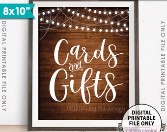 Cards and Gifts Sign, Cards & Gifts Gift Table Sign, Wedding Sign, Birthday, Shower, 8x10” Rustic Wood Style Printable Instant Download