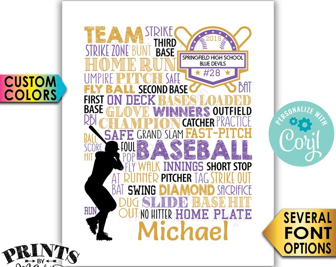 Personalized Baseball Sign, Gift for Seniors, Senior Year Graduation Party Gift for Boys, One PRINTABLE 8x10" Sign <Edit Yourself w/Corjl>