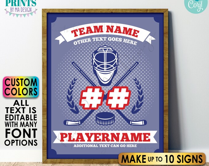 Custom Hockey Player Signs, Editable Tournament Hotel Door Banners, Ten PRINTABLE 8x10/16x20” Signs <Edit Yourself w/Corjl>