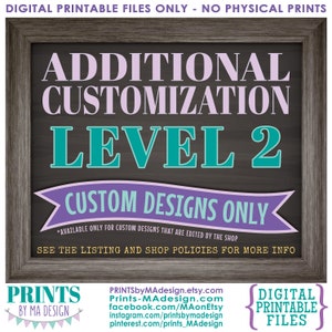 Additional Customization (Level 2), Add Extra Customization to a Custom Order, Personalized Custom Printable Digital Print
