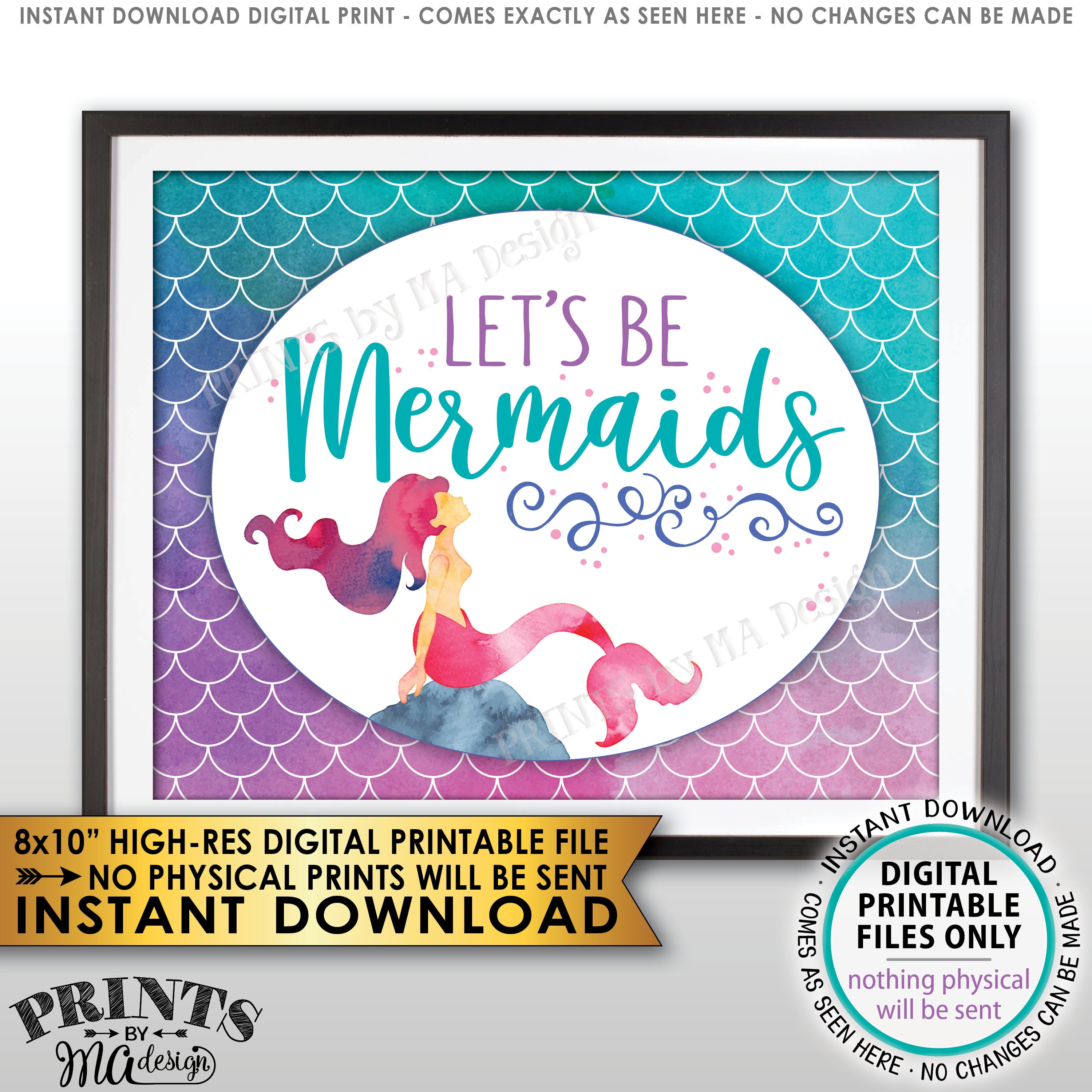 Mermaid Party Sign Let s Be Mermaids Mermaid Birthday Party Mermaids 
