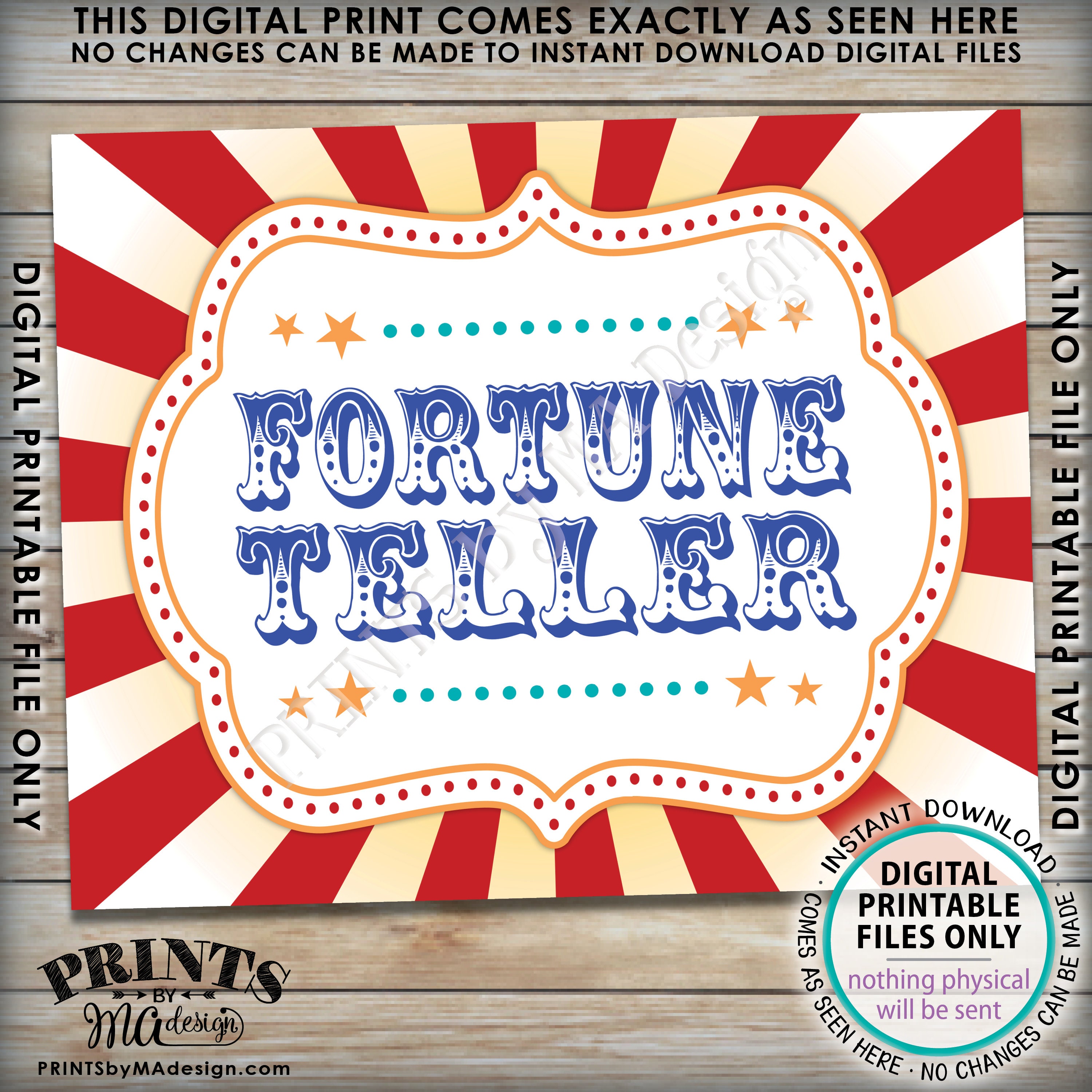 Fortune Teller Carnival Party Sign, Carnival Games, Circus Party