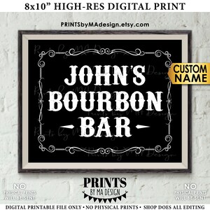 Bourbon Bar Sign, Better with Age Alcohol Sign, Retirement, His Birthday, Man Cave, Custom Name PRINTABLE 8x10” Black & White Bourbon Sign
