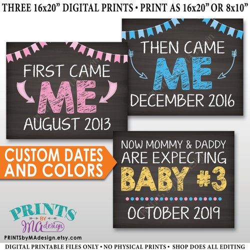 Baby 3 Pregnancy Announcement Big Sisters to 3rd Baby Number - Etsy