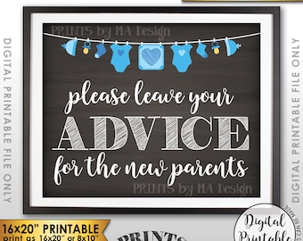 Advice for the New Parents, Parenting Advice, Baby Advice, Tips, Blue Clothesline, Instant Download 8x10/16x20” Chalkboard Style Printable