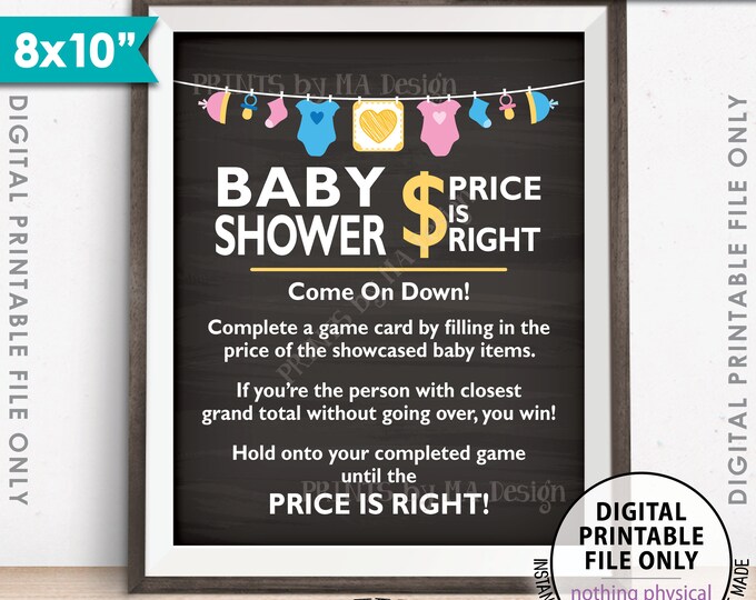 Price is Right Baby Shower Game Sign, Guess the Prices Activity, Price Game, Shower Decor, 8x10” Chalkboard Style Printable Instant Download