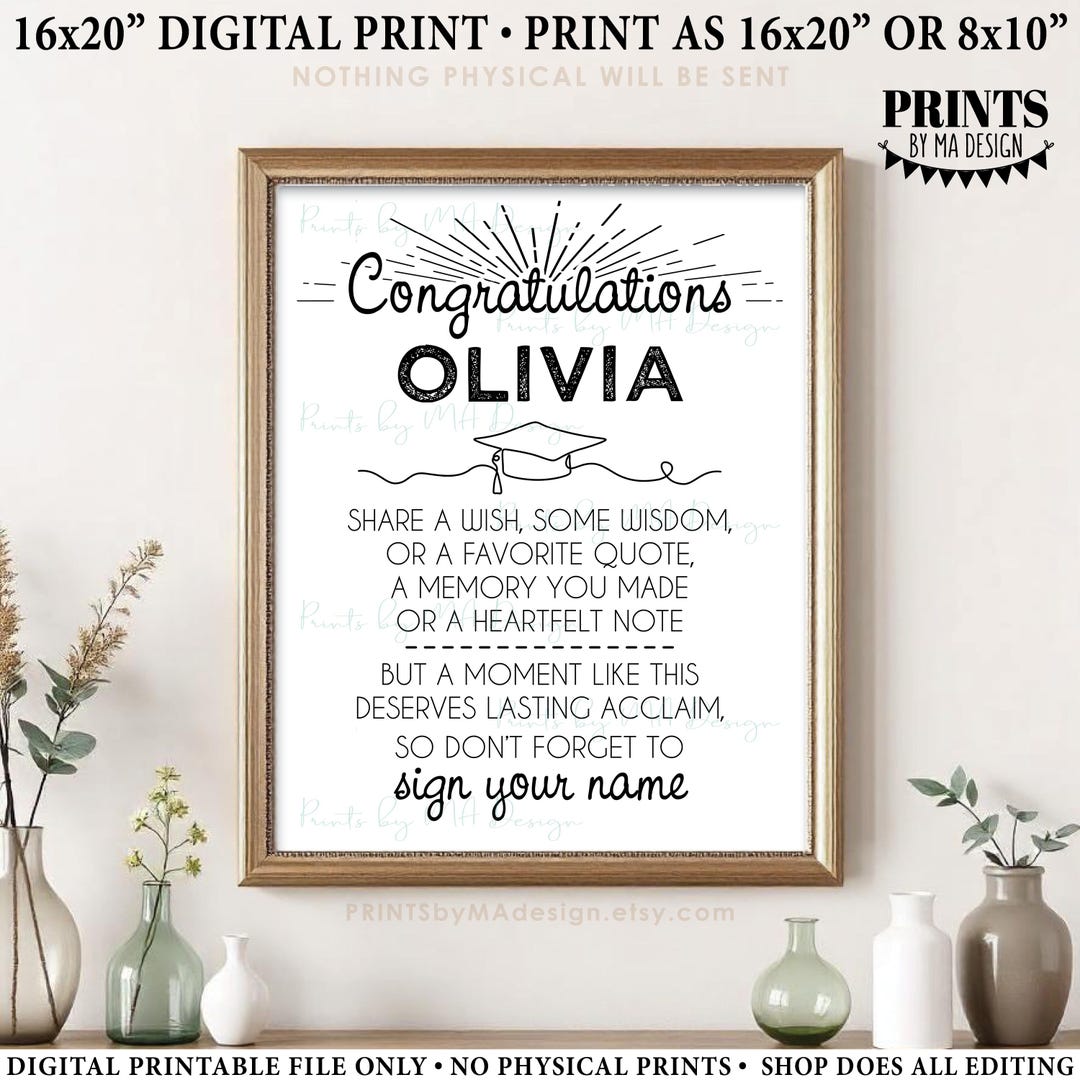 Name Note For Graduation Graduation Advice Sign, Custom Name, Congratulations Graduate, Wish ...