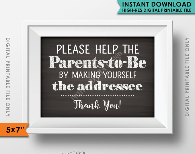 Baby Shower Address Envelope Sign, Help the Parents-to-Be Address an envelope Shower Decor 5x7" Chalkboard Style Instant Download Printable