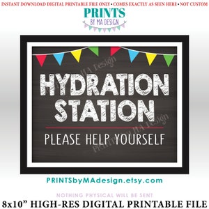 Hydration Station Sign, Please Help Yourself to a Drink, PRINTABLE 8x10” Chalkboard Style Beverage Sign, Flags &lt;ID&gt;