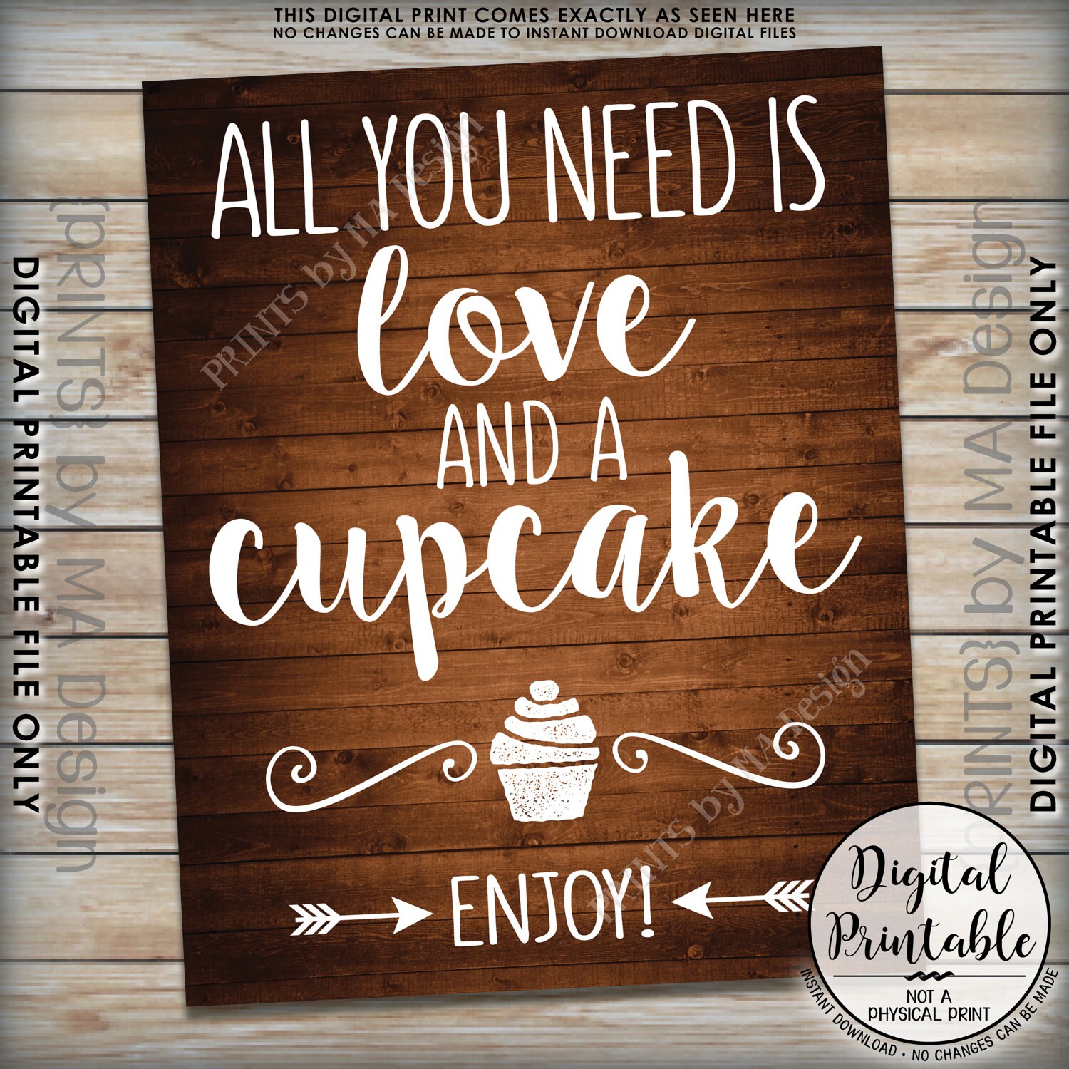 Download All You Need is Love and a Cupcake Sign, Wedding Cake Sign ...