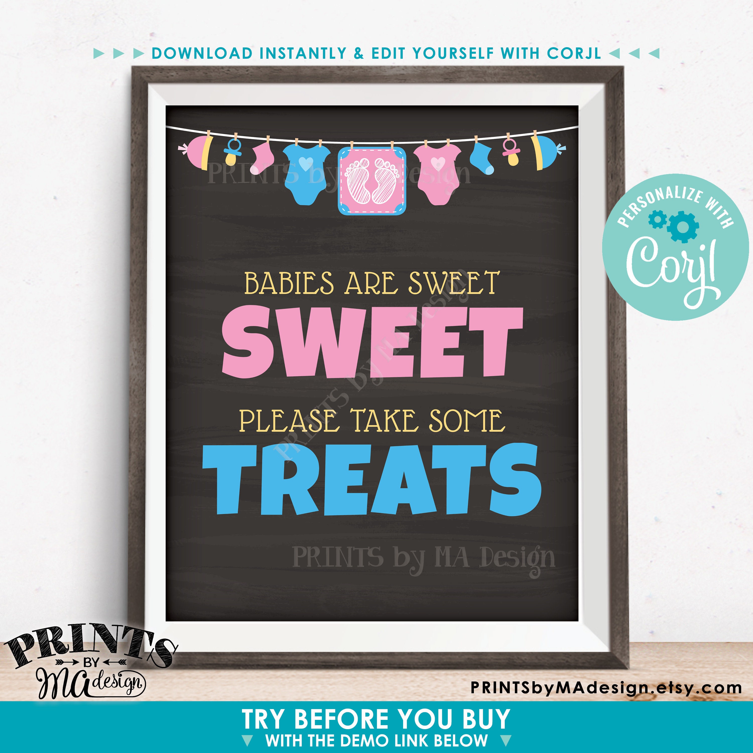 Custom Baby Theme Chalkboard Style Baby Shower Sign, Choose Your Text