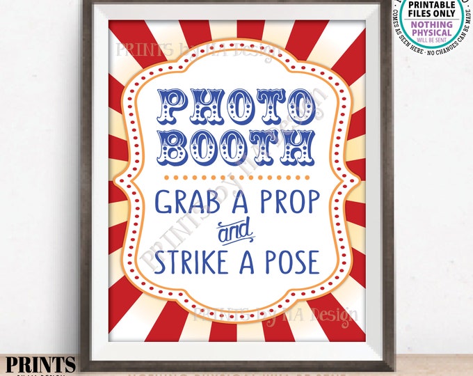 Photobooth Sign Carnival Theme Party Sign, Carnival Photo Booth, Carnival Game, Circus Theme Party, PRINTABLE 8x10/16x20” Carnival Sign <ID>