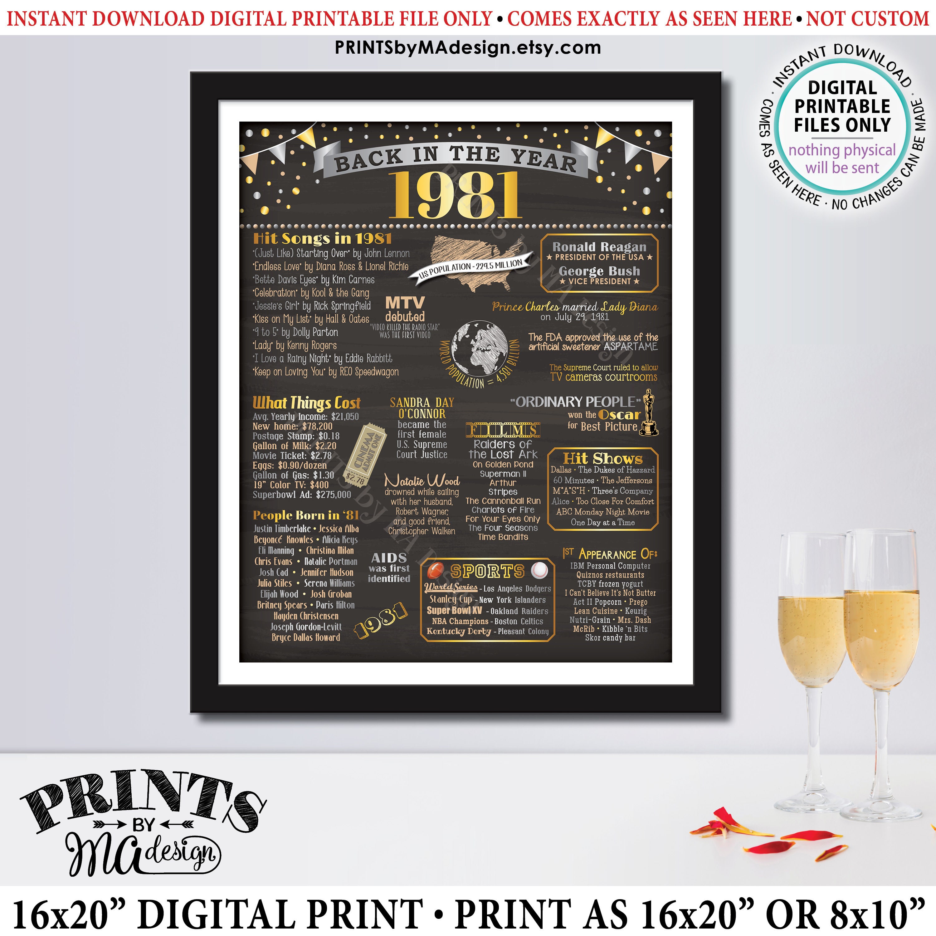 Back In The Year 1981 Poster Board Remember 1981 Sign Flashback To 