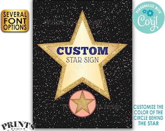 Hollywood Star Sign, Red Carpet Movie Star, Movie Night Ideas, Glam VIP Party, One Custom PRINTABLE 8.5x11" Sign <Edit Yourself with Corjl>