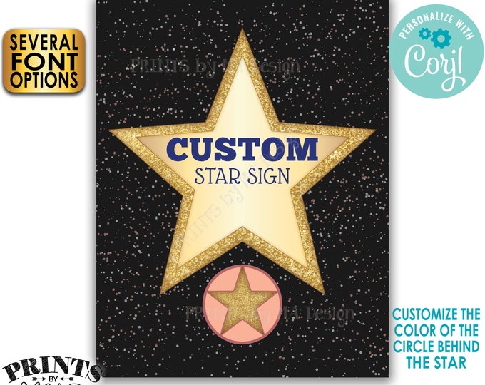 Hollywood Star Sign, Red Carpet Movie Star, Movie Night Ideas, Glam VIP Party, One Custom PRINTABLE 8.5x11" Sign <Edit Yourself with Corjl>