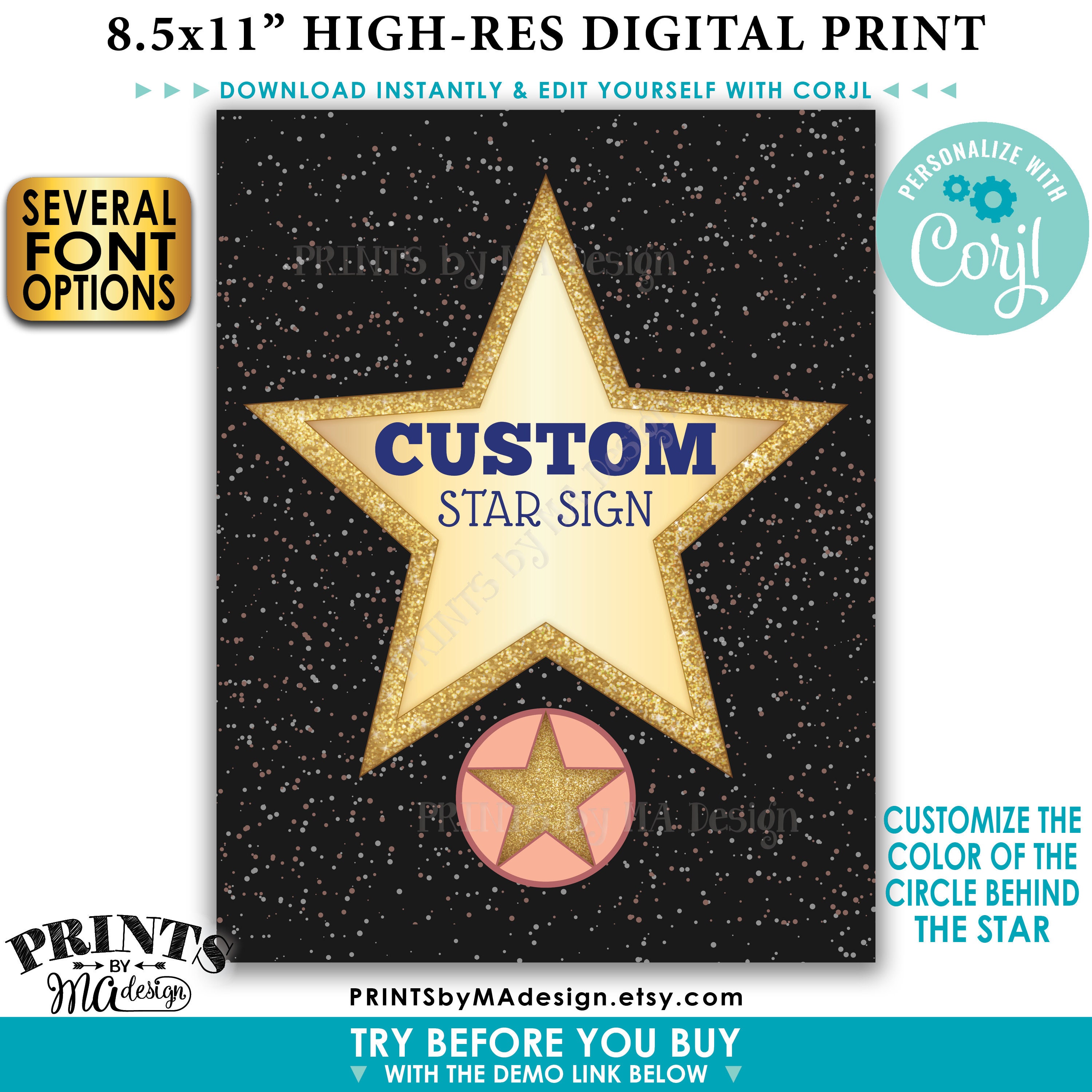 Gold Party Decorations, Star Decoration, Instant Download Gold Stars Party  Decor, DIY Star Decorations ,printable Gold Stars, Gold Backdrop. 