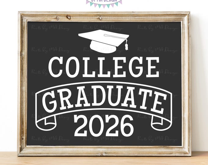 College Graduate Sign, Class of 2026, University Graduation, PRINTABLE Dark Gray 8x10/16x20” 2026 Grad Sign Instant Download <ID>