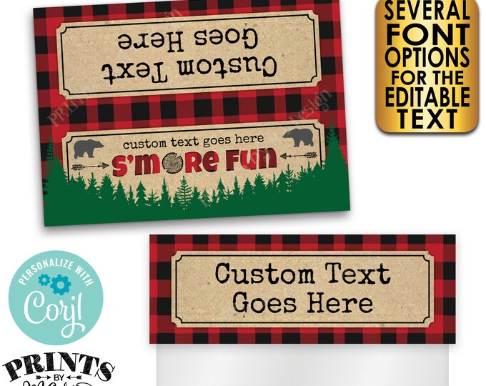 Lumberjack S'more Fun Goodie Bag Toppers, S'mores Party Favors, Custom PRINTABLE 5x7" Labels for Plastic Bags <Edit Yourself with Corjl>